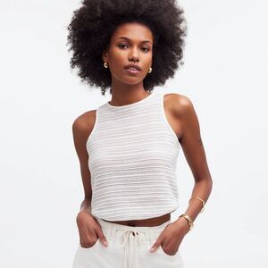 66- nr243 sz xs madewell Crochet-Knit Cutaway Tank Top in Lighthouse